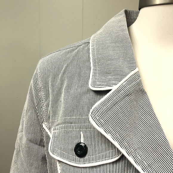 NWT CJ Banks Grey & White Striped Blazer Size 14W - Picture 2 of 7